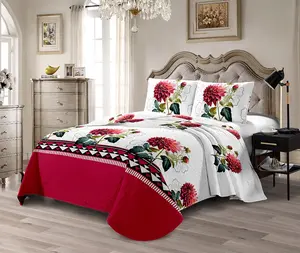 Crimson Luxury 3-Piece Quilted Bedspread Set