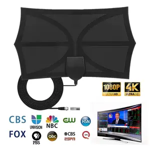 2026 Upgraded TV Antenna,Indoor HD Antennas for Smart TV,Long Range Digital HD TV Antenna for Local Channels and Free Cahnnels,Support 4K 1080P,Multi-direction signal reception,Black