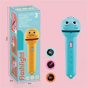 Children’s projection flashlight, bedtime story projector toy, includes 3 slides with 24 patterns, made of safe ABS material, an interactive STEM early learning tool for toddlers, portable visual cognition gift, easy-to-use science aid tool suitable for p