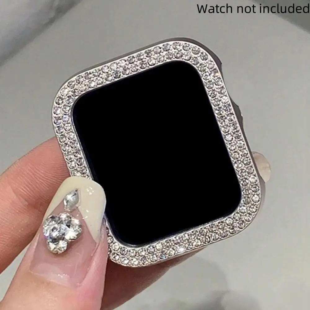 1pc Men Women Shiny Rhinestone Decor Fashionable Glamorous Cute Hollowed Out Flashing Anti-fall Protective Watch Cases, For Apple Watch Case 38/40/41/