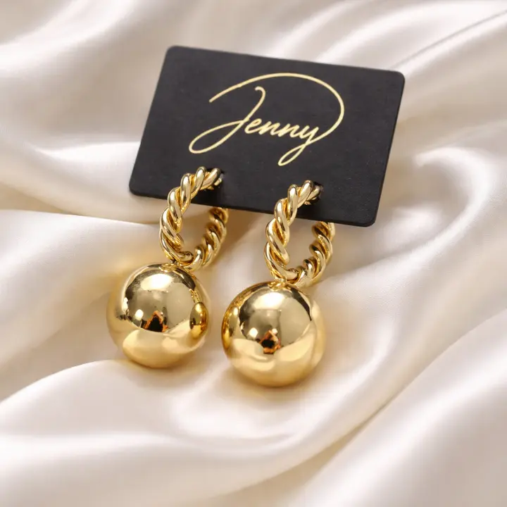 Golden Orb Hoop Earrings
