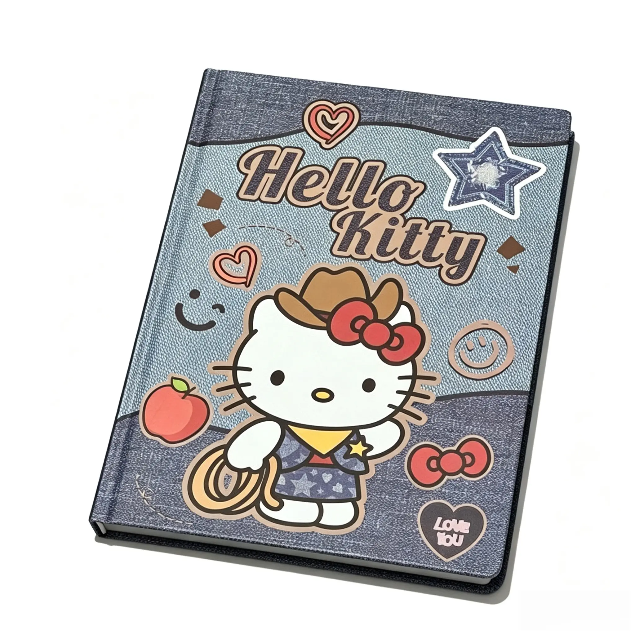 Sanrio Hello Kitty A5 Compact Hardbound Cover Diary, Full-Color Thick Paper Journal, Cute Cartoon Stationery for Students, Home Supplies Gift Idea