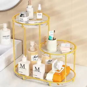 Luxury Bathroom Vanity Organizer Shelf, Multi-Layer Cosmetic Storage Rack, Perfume & Skincare Holder, Countertop Display Stand