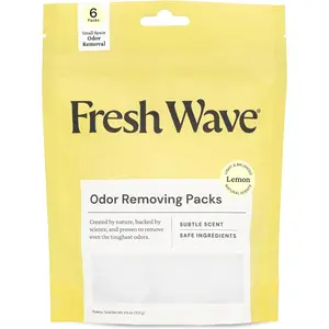 Fresh Wave Lemon Odor Eliminating & Deodorizing Packs | Bag of 6 | Safer Odor Relief for Small Spaces | Natural Plant-Based Odor Eliminator | Odor Absorbers for Home