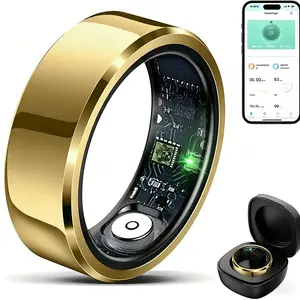 Smart Ring Blood Pressure Heart Rate Sleep Tracker IP68 5ATM Waterproof Multi-Sport Fitness SpO2 Monitor for Men Women