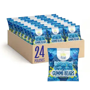 Sour Bears Gummy Candy | 24 Packs | Blue Candy | Raspberry Jelly Bears for Lunchbox Snacks, Goodie Bags & Baby Boy Shower Favors | Gelatin Free Sour Gummies