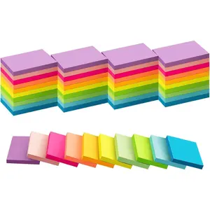 50 Pads 1.5x2 10 Colors Recyclable Self Sticky Notes - Easy to Post Sticky Pads for Home, Office and Notebook