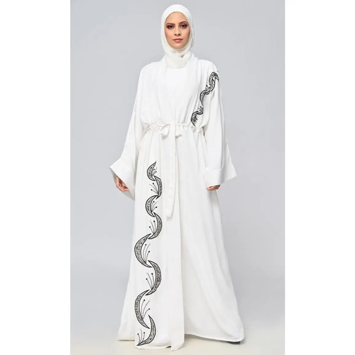 Shrug Abaya with Inner & Adjustable Belt – crepe Fabric