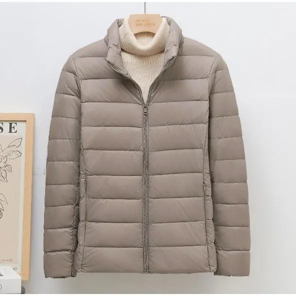 Khaki women's standing collar