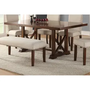 Classic Cherry Veneer 1pc Dining Table w Leaf Unique Design Base W Leg Support Kitchen Dining Room(High end and high-quality)