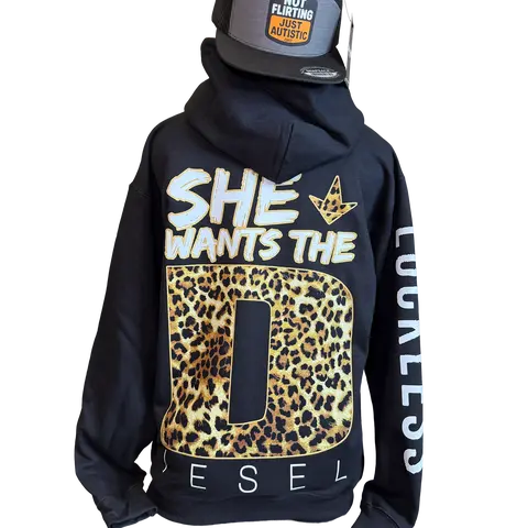 She Wants The Diesel Hoodie Leopard Edition Black Graphic