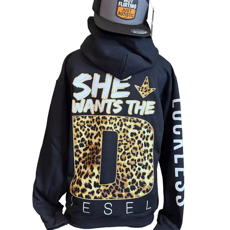 She Wants The Diesel Hoodie Leopard Edition Black Graphic
