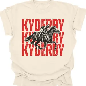 Kentucky Derby Vintage Shirt Retro Horse Racing Graphic Tee Oversized T-Shirt Classic Kentucky Souvenir Top 100% Cotton Unisex Relaxed Fit - Menswear