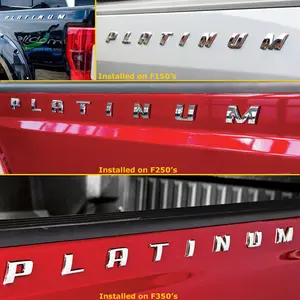 Fits F-150 F-250 F-350 SUPER DUTY PLATINUM Bed side Chrome Emblem Decal 2pc Set