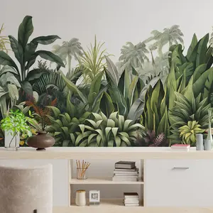 2 Pieces Tropical Greenery Wall Stickers, Self-Adhesive Removable PVC Wallpaper, Decorative Art for Living Room, Entryway, Bedroom
