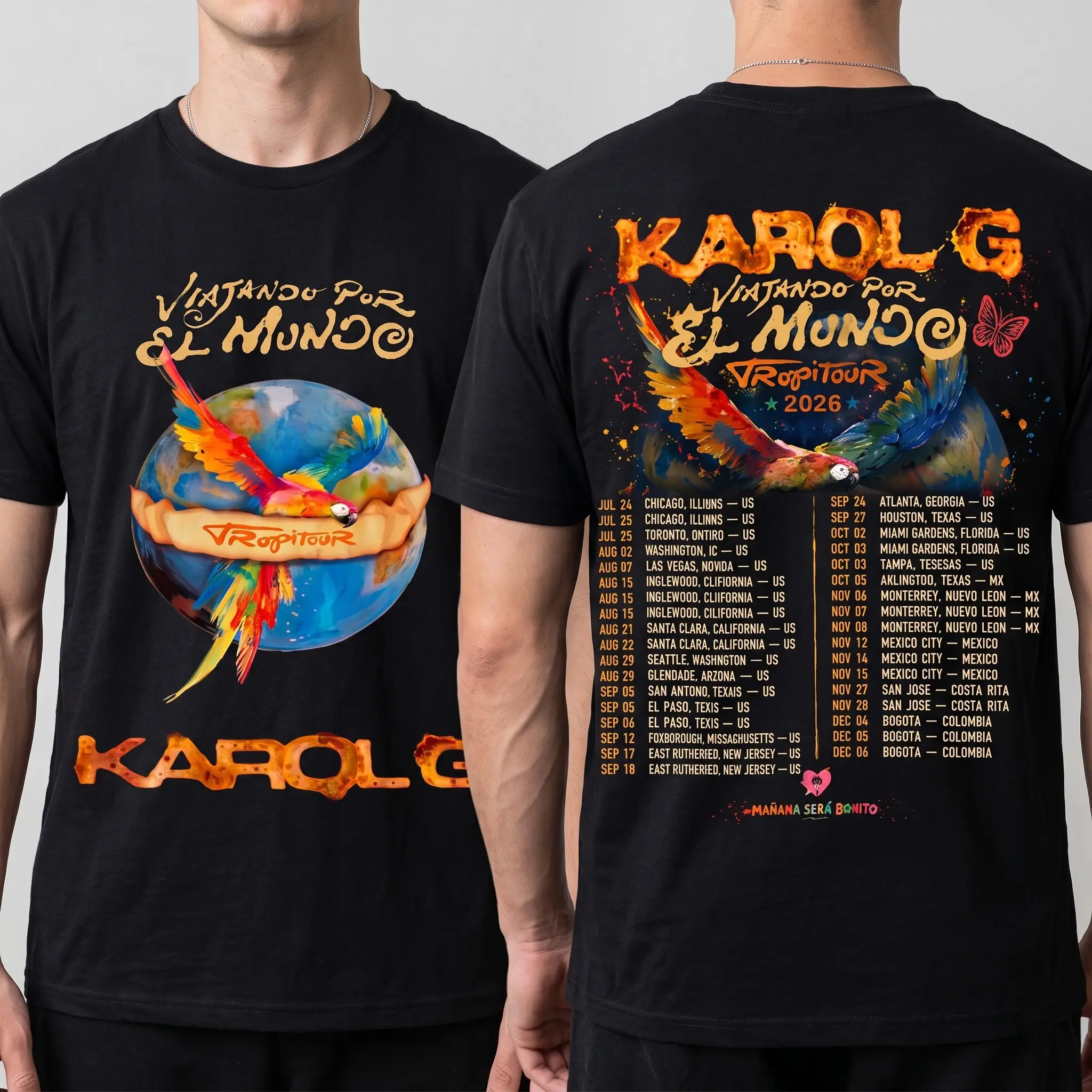 Karol G Bichota Shirt, TropiTour 2026 Concert Tee, Latin Music Graphic Shirt, Streetwear Tour T-Shirt, Concert Fan Gift, Unisex Tee