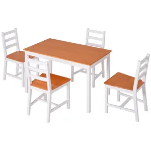 【GOOGREAT】HOMCOM Dining Table Set for 4, 5 Piece Modern Kitchen Table and Chairs, Wood Dining Room Set for Small Spaces, Breakfast Nook, White