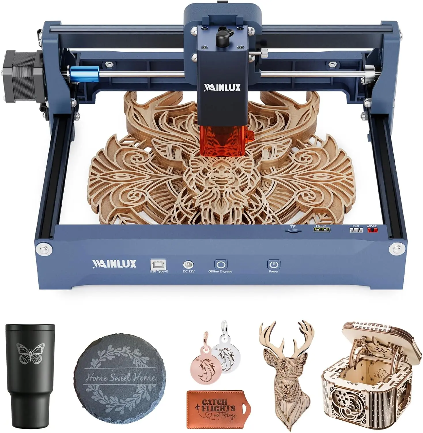 WAINLUX X2 Laser Engraver 10W Edition, Engraving Machine with Large Working Area 7.87″ × 5.9″ for Small Business DIY Personalized Gifts Festive Decor Maker Quick Setup SummerVibes