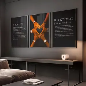 Set of 3 Christian Black Girl Print, Black Couple Definition Wall Art, Room Decor, Culture Poster