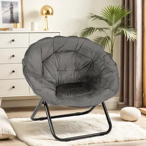 Gaptainer Folding Chair,Saucer Chair with Metal Frame,Comfy Moon Chairs for Bedroom,Living Rooms,Apartments,Camping,Lounging,Garden and Courtyard