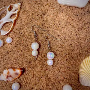 Rainbow Shimmer Ocean Mermaid Pearl Dangle Earrings