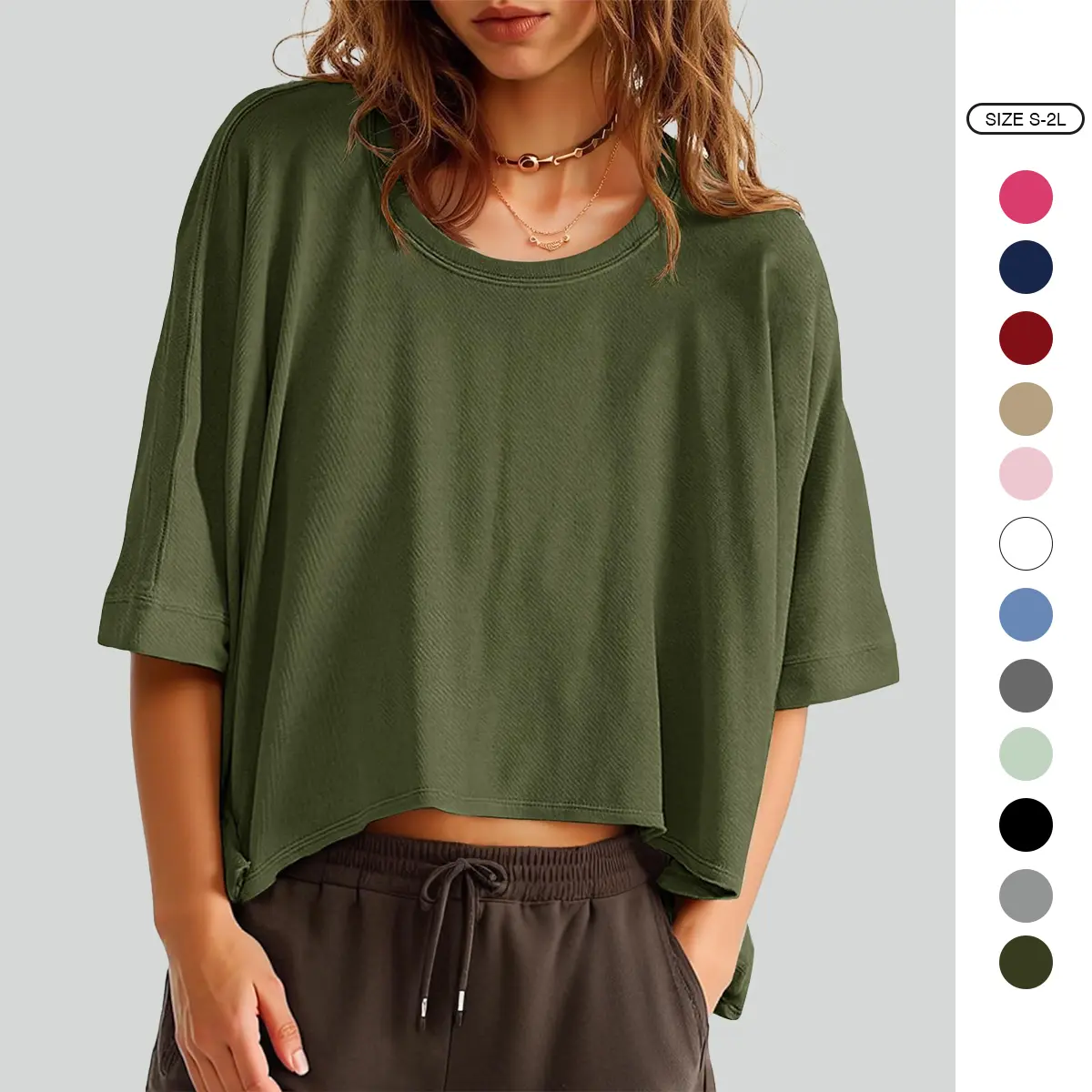 Imily Bela Womens Oversized T-Shirts Cropped Summer Casual Short Sleeve Loose Fit Tee Tops