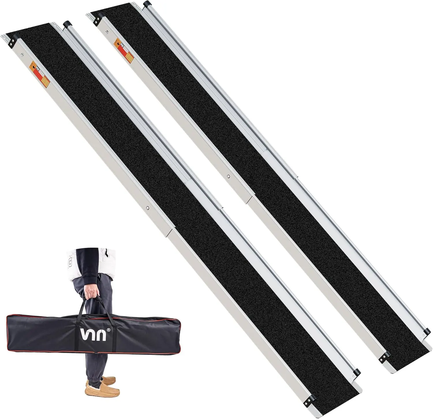 Adjustable Wheelchair Ramp, 4-7 FT Portable Wheelchair Ramp for Home Step, Door Threshold Wheelchair Ramps for Home, Non-Slip Aluminum Scooter Ramp for Car, Doorways, Curbs, Stairs