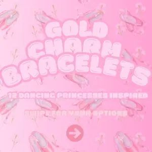 Gold Charm Bracelets Inspired by Barbie's 12 Dancing Princesses Featuring Unique Princess Designs