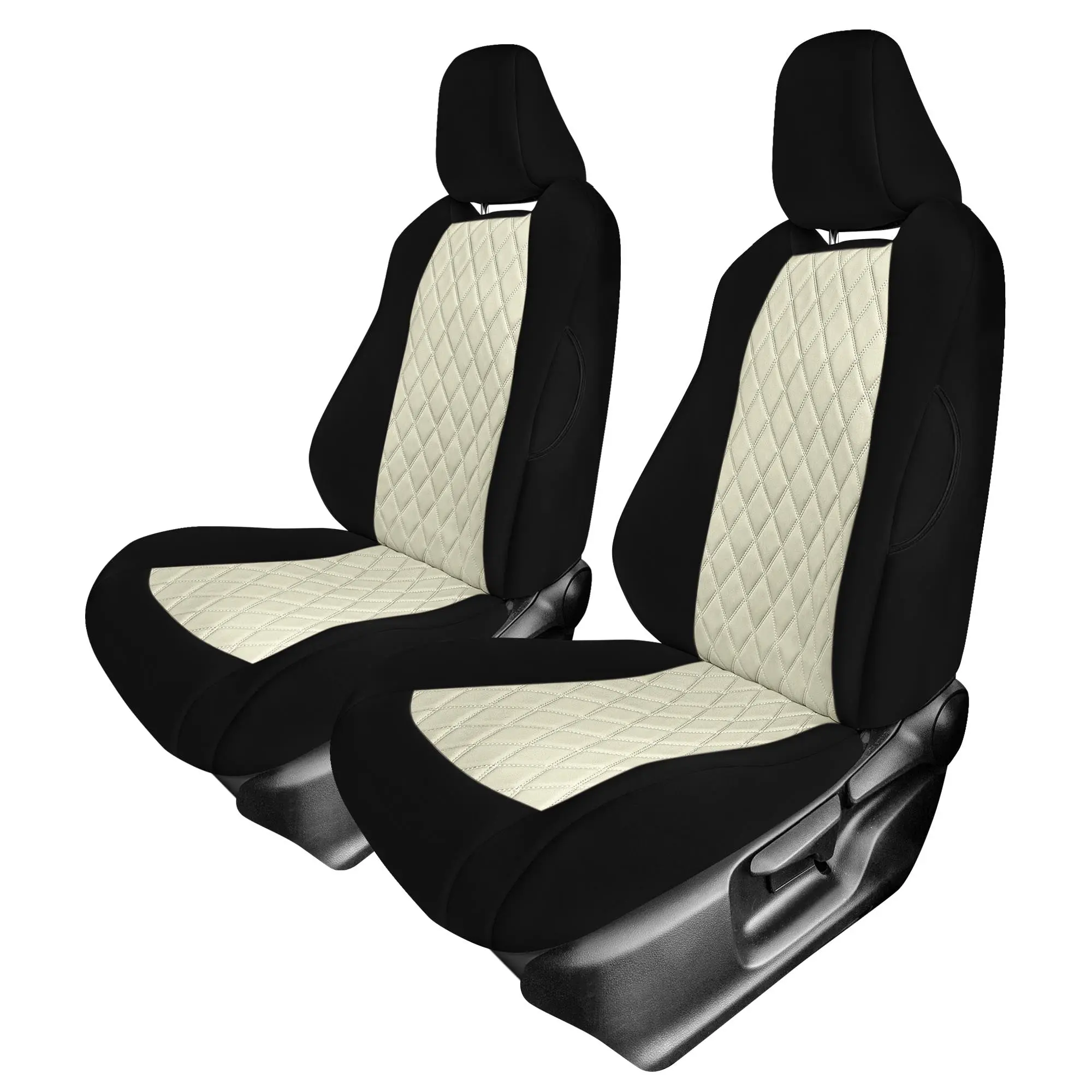 Custom Fit Front Car Cushion Set for 2020-2024 Toyota Corolla Cross, Airbag-Safe, Waterproofing Ultraflex Neoprene, Beige, Headrest Design, Heating/Ventilation, Easy Install, Quick Removal, Heated & Ventilated Seats