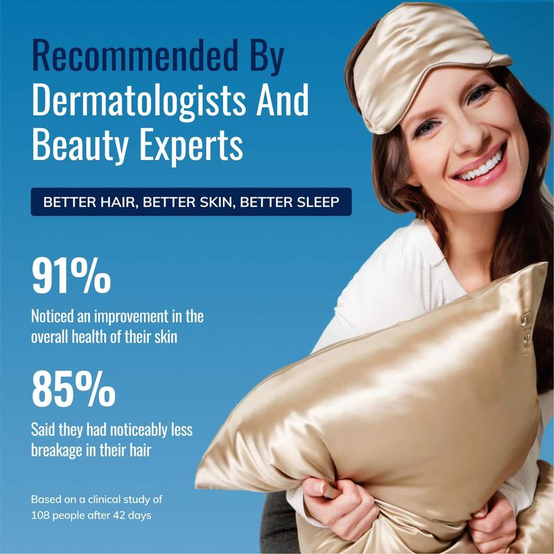 Blissy Silk Pillowcase - 100% Pure Mulberry Silk - Improve Your Hair, Skin and Health While You Sleep! - The Only Award Winning & Dermatologist Approved Silk Pillowcase
