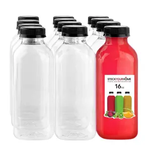 Stock Your Home 16 oz Empty plastic bottles with Lids - 12 Count