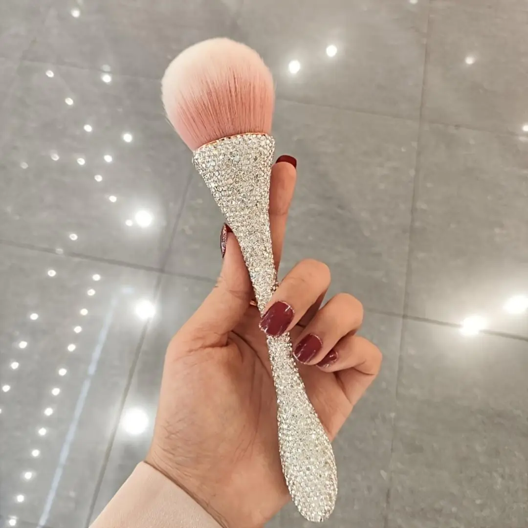 Rhinestone Decor Makeup Brush, Soft Bristles Cosmetic Brush for Blush Contouring Loose Powder Concealer, Professional Makeup Tools for Women, Contour Face Brush