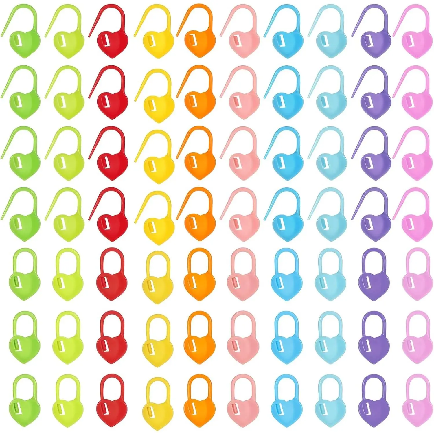 100 count Crochet Stitch Markers Plastic Knitting Stitch Markers Heart Locking Stitch Marker Colorful Crochet Stitch Markers for Knitting Crocheting DIY Craft Project