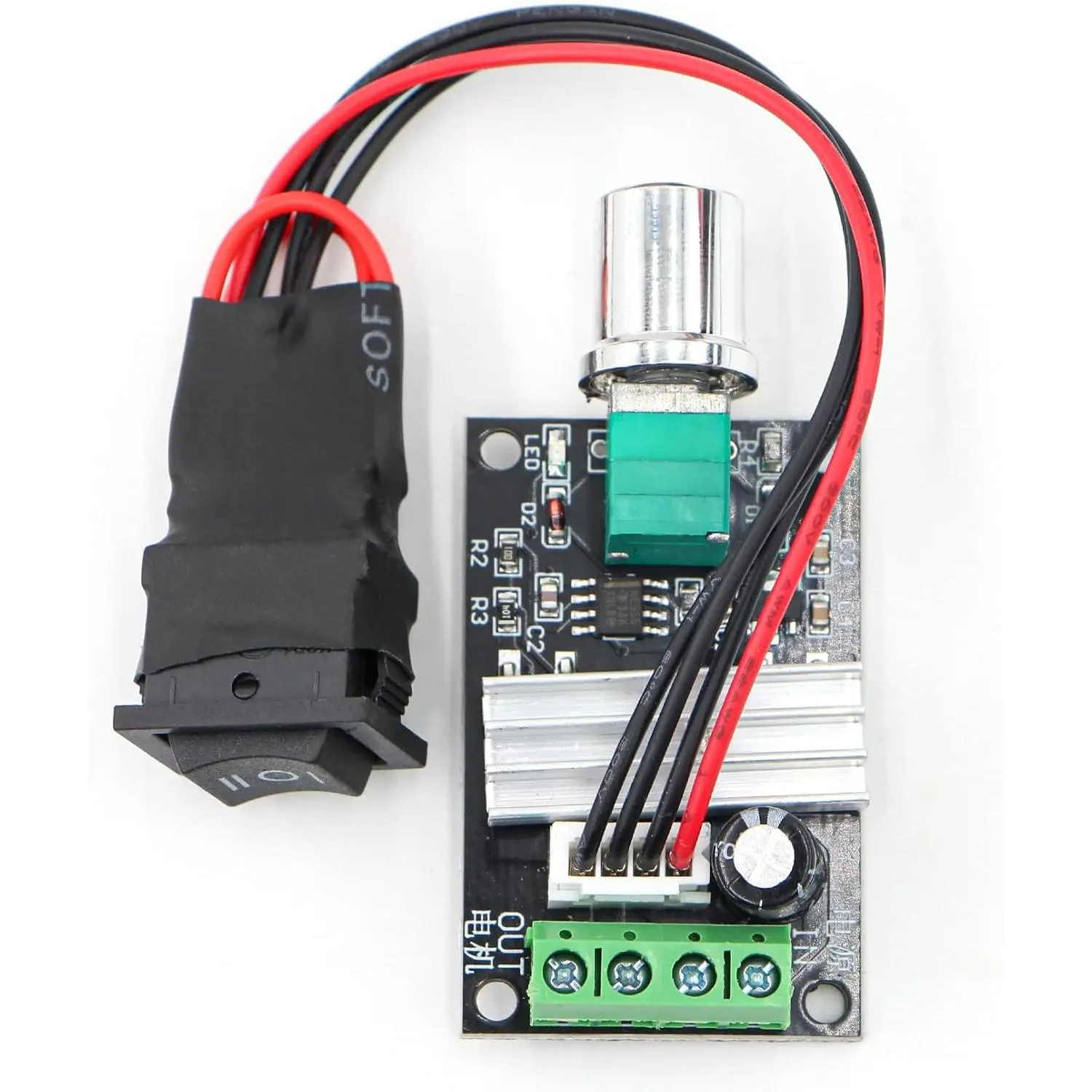 Small PWM DC Motor Speed Controller - for 6V 12V 24V 28V 3A 80W Low-Voltage Gear Motors with Forward/Reverse Switch Control
