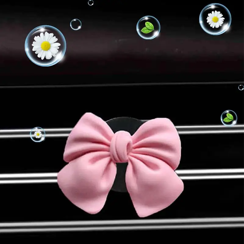 Creative Bowknot Shaped Car Air Freshener Clip, Car Air Outlet Decorative Clip with 2 Aromatherapy Tablet, Car Interior Accessories for Women & Girls