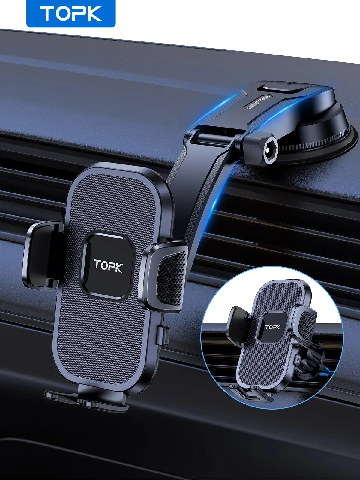 2026 New TOPK Car Phone Holder Gravity Stand for iPhone Xiaomi Samsung Car Mobile Support for Dashboard Windshield Air Vent Phone Mount