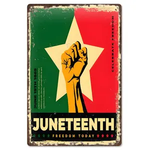 Juneteenth 1865 Aluminum Metal Sign 12x8 Inch - Black History Freedom Wall Decor - Celebrate Juneteenth Retro Aluminum Sign for Home Office