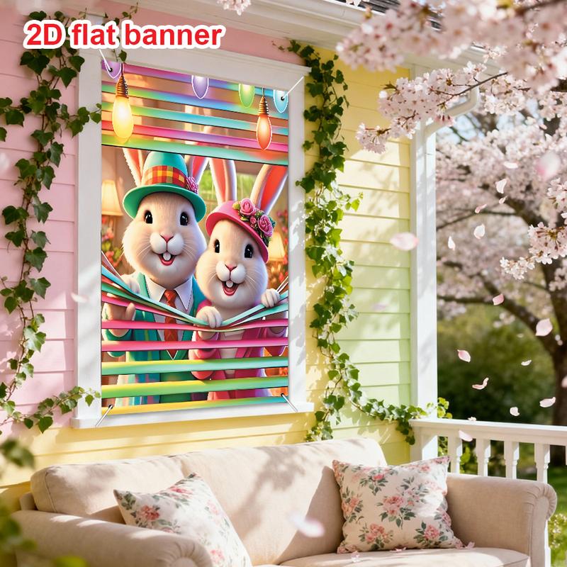 1pc, Easter Decorative Window and Door Cover - Happy Easter Decorative Flag, suitable for indoor/outdoor Spring Easter holiday decoration, for home, garden and courtyard