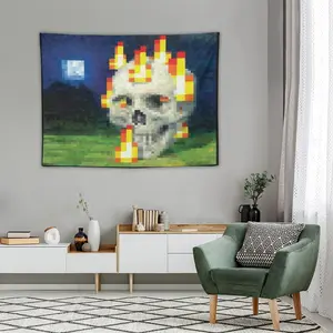 Skull in Flames Tapestry for Bedroom, College Dorm and Home Decor 60"x40", Funny Meme Wall Tapestries for Boy Girl Birthday Gifts