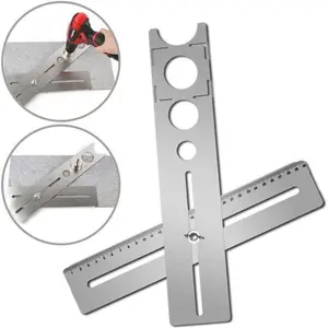 Stainless Steel Multifunctional Master Ruler, Accurate Hole Positioning Tool, Ceramic Tile & Marble Locator, Universal Measuring & Marking Instrument