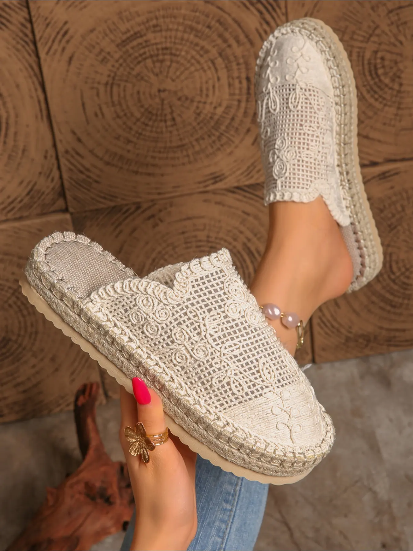 2026 Latest Trendy High-Top Thick Sole Sandals, Hollow-out Breathable Braided Soft Sole Mules, Vacation Style Fisherman Half Slides, VersaOutdoor Sandals