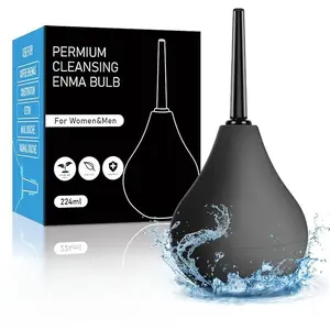 224ML Douche Enema kit Silicone, Reusable Enema for Constipation Cleaner for Men Women(Black) Soap Cleanser