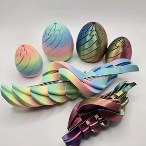 Flowing Segmented Egg Fidget – Tricolor Chromatic or Pastel Gradient – Mesmerizing Sliding Desk Toy - Slime ball toy