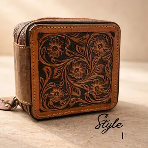 Classic Square Leather Ranch Vanity Jewelry Box, Floral Home Organizer with Removable Compartments for Jewelry Storage, With Compartments
