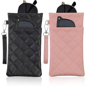 Double Eyeglass Case Soft Dual Glasses Case for Women Men Travel Squeeze Top Sunglasses Cases Eyeglasses Pouch