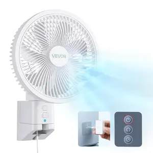 VEVOR 8.5 in Wall Mount Fan, Oscillating Hanging Fan with Remote Control, 10 ft Powerful Airflow, DC Motor, 4 Speeds & Timer, Auto 90 °   Horizontal & Manual Vertical Tilt, Ideal for Home, Office, RV