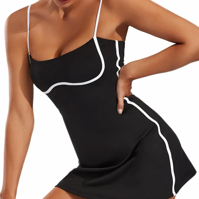 Move With You Women's Sleeveless Athletic Tennis Active Wear Dress - Tank Top-Style, Built-in Bra, Shorts Pockets, A-Line Cut, Skirt Feature - Ideal for Workout, Golf | Womens Dresses, Outfits for Women,sohochic