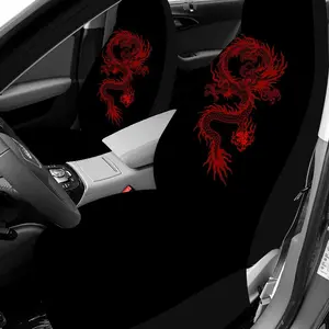 [Car Seat Covers Full Set] Universal Car Seat Covers for 5 Seats, Breathable Washable Car Seat Protector Traditional Chinese Dragon Red Black Pattern Car Seat Front Seats Auto Interior Decoration, Car Seat Decorative