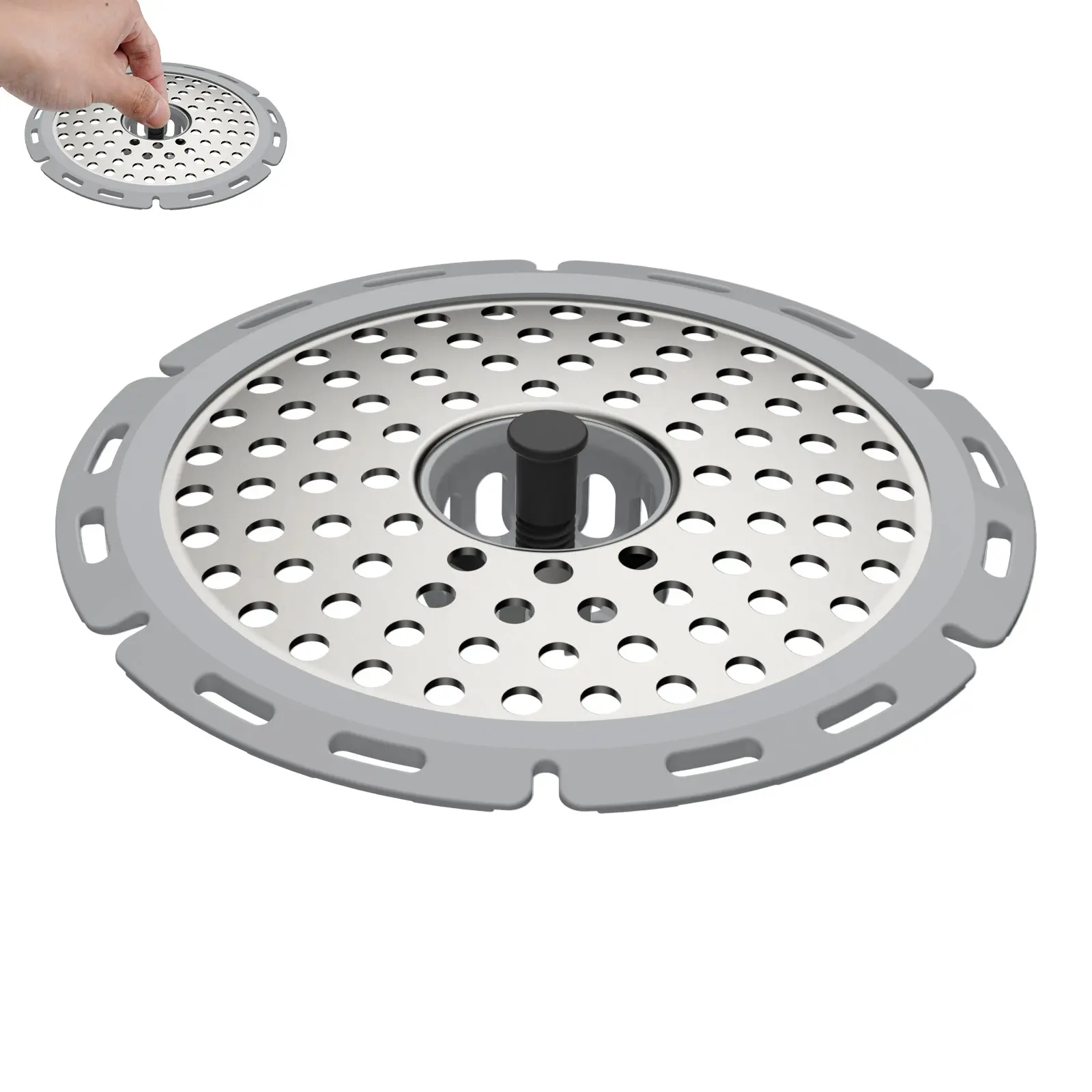 Hibbent 2-Pack Round Stainless Steel Drain Hair Catcher, Indoor Bath Drain Trap, Bathroom Strainer Protector