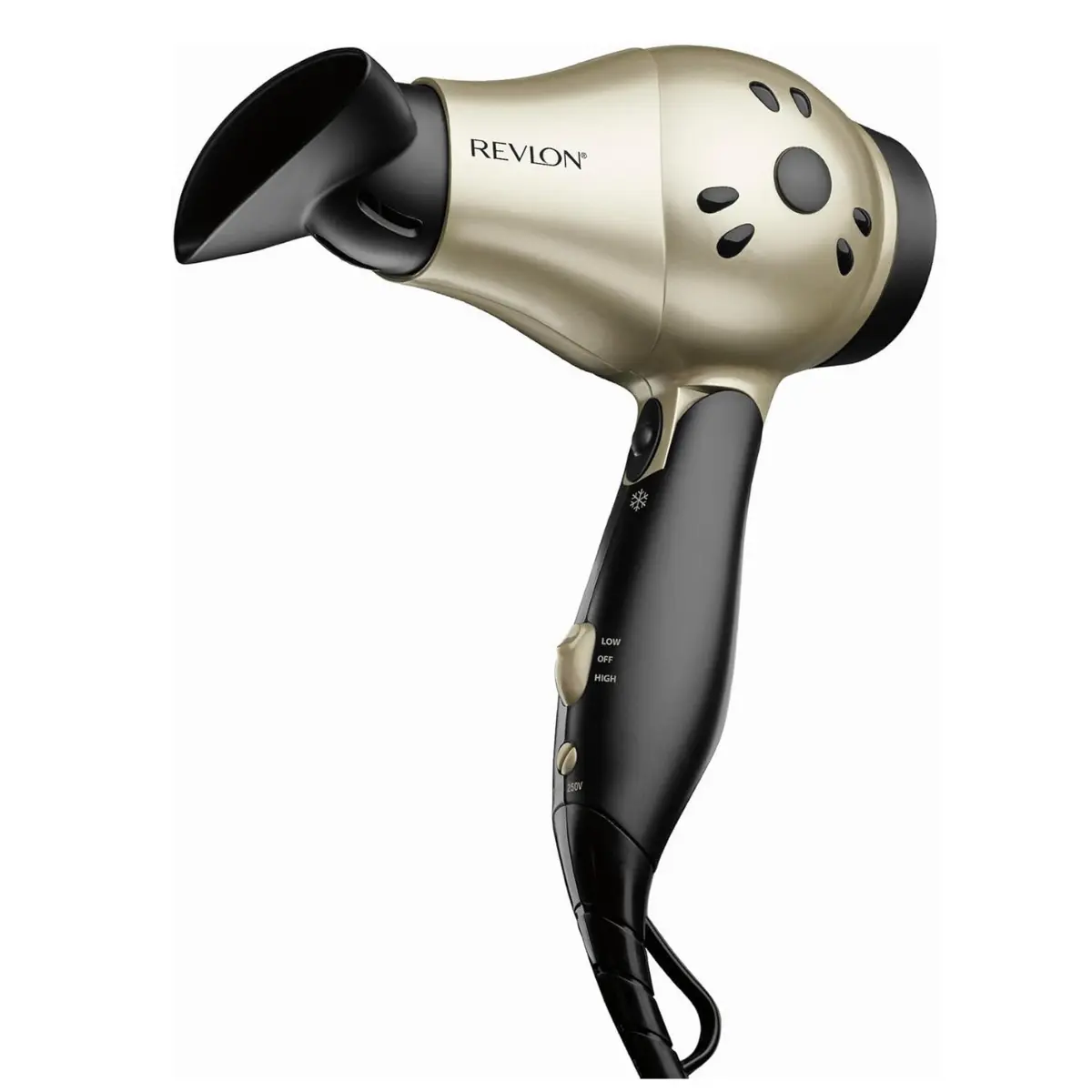 REVLON 1875W Compact Ionic Hair Dryer with Folding Handle, Quick Drying, Dual Voltage, 2 Heat/Speed Settings for Travel, Hair Care Products, Adjust Heat/Speed, Blowout At Home, Corded Plug